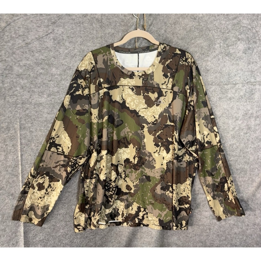 Pnuma Renegade Camo Shirt Mens XL Brown Green Camo Stretch Polygiene Hunting